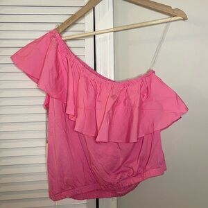 NWT one shoulder, pink cropped shirt | A New Day